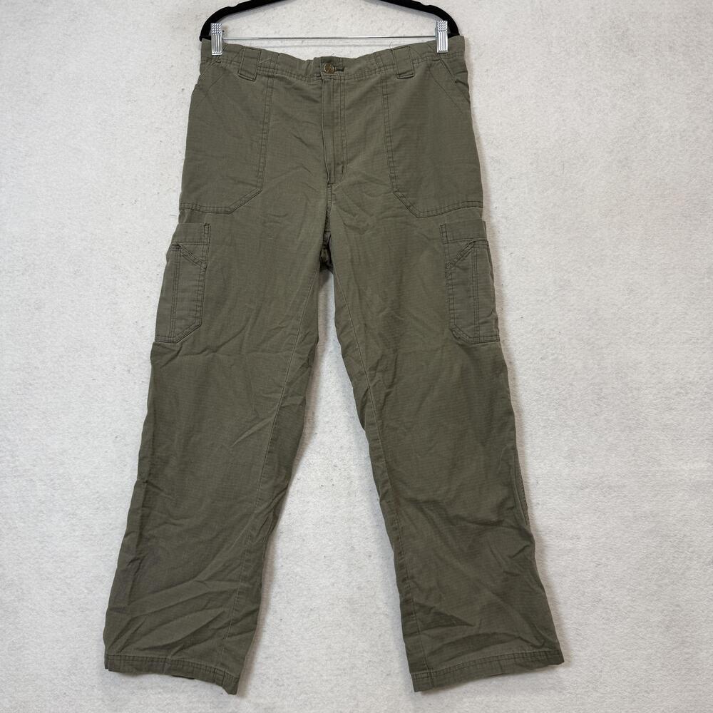 Carhartt Cargo Pants Womens Medium Green Canvas Relaxed Elastic Waist Workwear